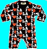 アイラブ　：ＬＡ　長袖：ロンパース　クロ (80ｃｍ)