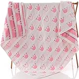 ベビーブランケット　大判 ひざ掛け　6重ガーゼケット　ベビーケット オーガニックコットン　肌にやさしい 子供　毛布 湯上りタオル ふわふわガーゼタオル ピンク Crown