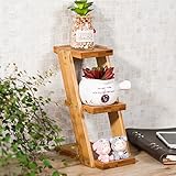 デスクトップ小さな花のスタンド複数階のバルコニーの花のフレーム本当の木のリビングの花の棚