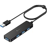 Aceele USB ハブ 4 USB ポート USB 3.0 ウルトラスリム ハブ, USB ハブ 120cm 延長ケーブル 5Gbps 超高速 軽量 PC MacBook/Chromebook Windows/Mac対応 USBハブ テレワーク 