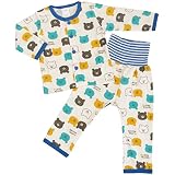 ボーイズベビーパジャマ[enfant pur]男の子|男児|子供用クマ柄長袖パジャマ上下セット 95cm ホワイト-ブルー