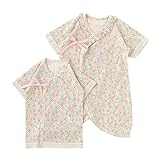 ( チャックル ) chuckle * スウィートガール * 小花柄 フリル 新生児 コンビ肌着 & 短肌着 セット グリーン 50-60cm P6050-00-70