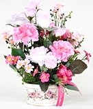 山久 ピンクのカーネーションのアレンジ 1603-4931 【CT触媒加工】【シルクフラワー】【造花】