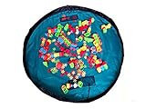 (ラウンドアース) Round Earth ママもキッズもにっこりのプレイマット！ お片づけの強～い味方 もうおもちゃが散らばらない、なくならない レジャーシートとしても ブルー