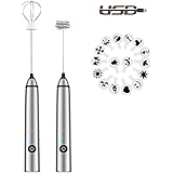 Ｐｅｏｕｌｉｏ ミルクフォーマー ミルク泡立て器 USB充電式 3段階スビード 小型 電動 攪拌シャフト付き ラテアートテンプレート×16 ミニコーヒー攪拌機 ハンドミキサー 卵ビーター ふわふわ カフェラテ カプチーノ ダルゴナコーヒー ステンレス