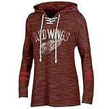 NHL Detroit Red Wings NHLレースアップネックフード付きプルオーバー、Large、アスレチックレッドFrench Terry