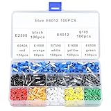 Glvaner フェルール端子 銅製 絶縁付棒端子 棒端子セット 圧着端子 スプライス 端子スリーブ 配線 接続 コネクター 圧着端子セット 圧着スリーブ 8カラー 800個セット 裸圧着棒端子 収納ケース付き