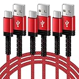 USB type-c ケーブル【1.83m/3本】iPhone17 用 QC3.0対応 3A急速充電 USB-A to C ケーブル タイプc type-a 充電コード type-c Sony、Galaxy、Huawei、Android対応（赤）