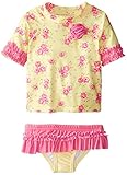 Nannette Baby Girls' 2 Piece Floral Swim suit Yellow 12 Months [並行輸入品]