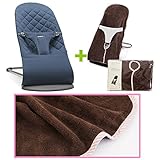 【今治タオルブランケットセットPK】babybjorn（ベビービョルン）バウンサー Bliss ミッドナイトブルー（バウンサーカバーピンクストライプ）