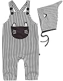 [Vaenait Baby]ベビー服男女兼用ショートオールつなぎロンパースオーバーオール帽子付きKitty Overalls Charcoal L