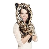 ユニセックスフルフードパーカー帽子冬暖かいソフトふわふわ3 in 1 Hat withミトンポケット手袋ロングスカーフ