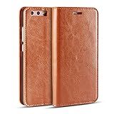 Golikef Huawei P10 Plus ケース カバー バンパー 手帳型 高級 本革 レザー 色鮮やか レトロ な book case 型 柔らかいシリコンTPUラバーカバー スタンド機能 カ