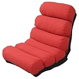 コムファ Lily 【 国産 】 ストレッチ 座椅子 もこもこ リラックス 背伸ばし コンパクト フロアチェア リクライニング 7段階調整 撥水加工 レッド