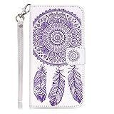 UNEXTATI LG K7 / Tribute 5 ケース PUレザー 手帳型ケース カバー カード収納 ストラップ 付き LG K7 / Tribute 5 用 Case Cover (紫色)