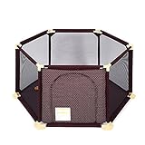 【1play/ワンプレイ】洗えて清潔! ソフトメッシュベビーサークル 【待望の新色入荷/ブラウンドット】＜簡単組み立て!＞ 【ベビーフェンス/ベビーガード/プレイヤード】 収納/折りたたみ/軽量/持ち