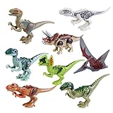 ROSENICE ROSENICE ジュラシックパーク恐竜積み木ミニチュア フィギュア、木製ブロック 8 個入