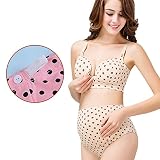 [シューズラック]　大きいサイズ　マタニティブラジャー　前開き　ボタン仕様　フロントオープン　授乳便利　綿　柔らかい　敏感肌にやさしい　ドット柄　水玉ボーダー　4段式アジャスター　調節可能　下垂予防　