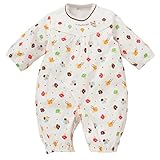 西松屋 EFD スムース長袖コンビドレス（くま＆キノコ総柄）【新生児50-60cm】 新生児