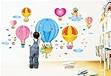 Ryuan Colorful Hot-air Balloon in The Sky Children Wall Sticker Nursery Kids Decals Decoration(39.2"