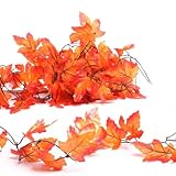 鮮やかなオレンジとレッズのセット4秋Garlands with人工ミックスFall Leaves