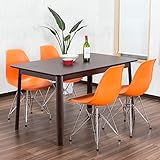 【ダイニングセット 4人】デザイナーズ・デザイン ★ イームズチェア カフェスタイル 4人用 ダイニングテーブルセット DSR 5点セット シェルチェア リプロダクト 色：オレンジ