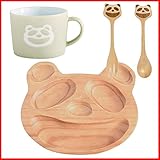 プチママン パンダ お食事セット ウッドトレイ スプーン＆フォーク マグカップ ３点セット お子様へのプレゼントにピッタリ！子供 キッズ 赤ちゃん ベビー プレゼント ギフト ウッドプレート 誕生日 