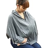 授乳ケープ ポンチョ フード付 多機能で　360度安心のポンチョタイプの授乳ケープ 現役ママ大絶賛 出産祝いにも人気 ナーシングケープ　 マタニティウェア 授乳カバー 　mtk606 (グレー)