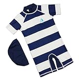 男の子 ストライプ水着 ベビー 海水浴 韓国風 (L, ブルー)