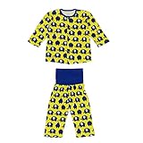 男の子 女の子綿100％接結ニットゾウさんプリントはらまき付前開きパジャマ80cm：90cm：95cm (95cm, ブルー)