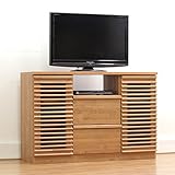 【日本製】和風モダン 2色対応 120cm幅テレビキャビネット 完成品（ナチュラル/ブラウン） (ナチュラル)