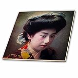 3drose Scenes from the Pastマジックランタンスライド – ヴィンテージ手色付きマジックランタンスライド美しいGeisha Japan – タイル 8-Inch-Ceramic