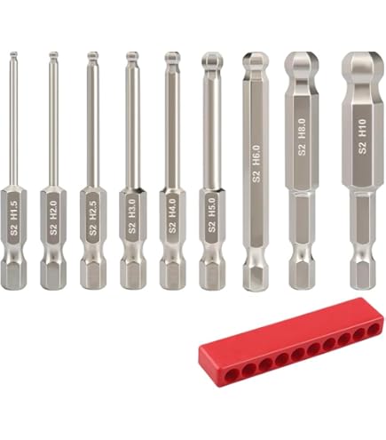 5Pcs Ball End Hex Shank Screwdriver Bit Set Ball End Drill Bit Magnetic With 1/4