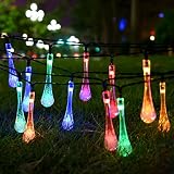 FEFELIGHTUP にじのしずく LED30 6.35m ソーラー充電式ガーデンライト防水 LED庭園灯 外灯 屋外用 自動ON/OFF