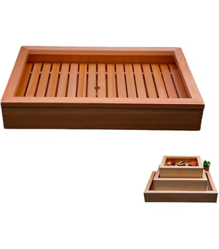 Amazon.co.jp: Cutdred ネタ箱 木製 寿司 刺身 保存容器 目皿 アクリル