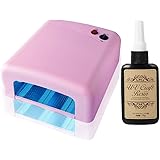 UVジェルネイル・UVクラフトレジン UVライト 36W【取扱説明書・6ヶ月保証書付き】 +レジン液75g【ハードタイプ UV/LED対応】 セット UVライトカラー：ピンク