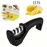 IDセラミックキッチンタングステンダイヤモンド手動包丁研ぎ器--ブラック