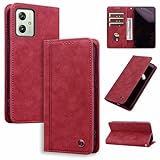 Vokpok Motorola Moto G64 5G 専用 ケース 手帳型 内蔵マグネット カード収納 Moto G64/G64y 5G 財布型 ケース 上質PU肌感レザーモトローラ g64 5G スマホケース スタンド機能付き Moto G64 5G 耐摩擦 耐衝撃 全面保護 Moto G64 5G ケース手帳型 軽量薄型 着脱しやすい モトローラ g64 5G ケース 手帳型, レッド