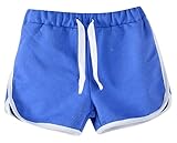 Plus Nao(プラスナオ) 子供用 ショートパンツ ホットパンツ ボトムス スウェット ウエストゴム ウエスト紐 パイピング加工 運動 部屋着 パ 140 ブルー