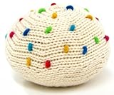 Estella Baby Rattle Toy in Shape of a Cookie, Hand-Knit Soft Infant Toy, Beige by Estella