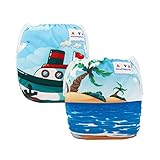 Alvababy 2個1つサイズ再利用可能な洗濯可能Infants Swimおむつ調節可能&スタイリッシュなFits for Babies 0 – 2才