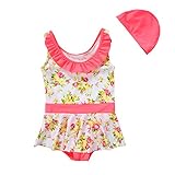 正規品 最新 子供水着 ワンピース 女児水着 キッズ水着 帽子付き水着 スクール UPF50+素材使用 女の子水着 (9(120-130))