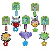 Lelebe 愛らしいぬいぐるみ動物クリップのカーシート風チャイムおしゃぶりガラガラ活動のおもちゃ5pcs/set