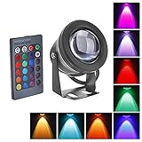 DEWANG 10W 防水 室外RGB-色モード LEDフラッドライト（DC / AC12V）