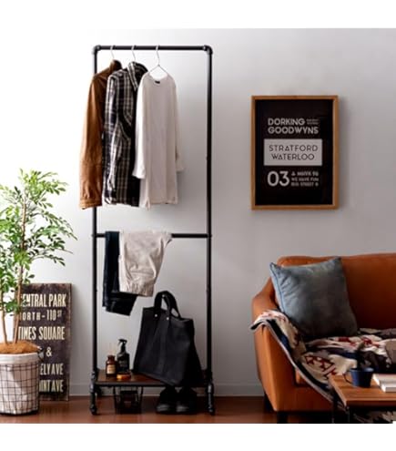 Amazon.co.jp: W STANDARD インダストリアル アイアンハンガーラック