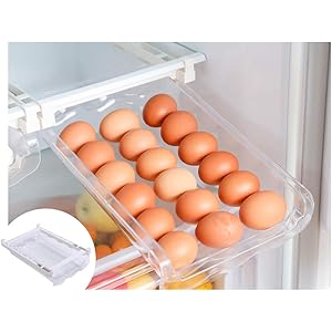 YUMOA 卵ケース 卵入れ 自動落ち式 冷蔵庫用 18個用 たまご収納 クリアケース 引き出しケース つり下げ式 たま…