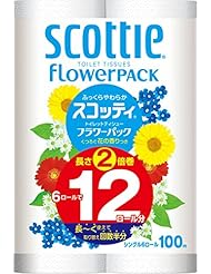 スコッティ フラワーパック 2倍巻き(6ロールで12ロール分) トイレット 100mシングル