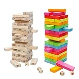 [ドリーマー]　木製ジェンガ　ドミノ　積み木　ブロック　スタックス　立体パズル　バランスゲーム　数字　カラフル　知育玩具　幼児　赤ちゃん　ベビー　早期開発　出産祝い　プレゼント　54個ピース