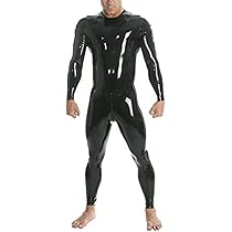ラテックス製バックジッパー式マスク一体型3カ所ペニスポケット付全身スーツ★男性M Amazon.co.jp: 男性のための股ジッパーが付いている厚さ0.4MMの
