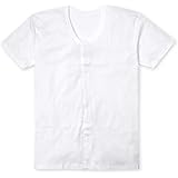 Amazon 綿100 前開き ワンタッチ肌着 7分袖 Tシャツ インナー Uネック メンズ 介護 Tシャツ カットソー 通販